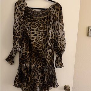 Roberto Cavalli at H&M Leopard Print dress with Ruffle Hem